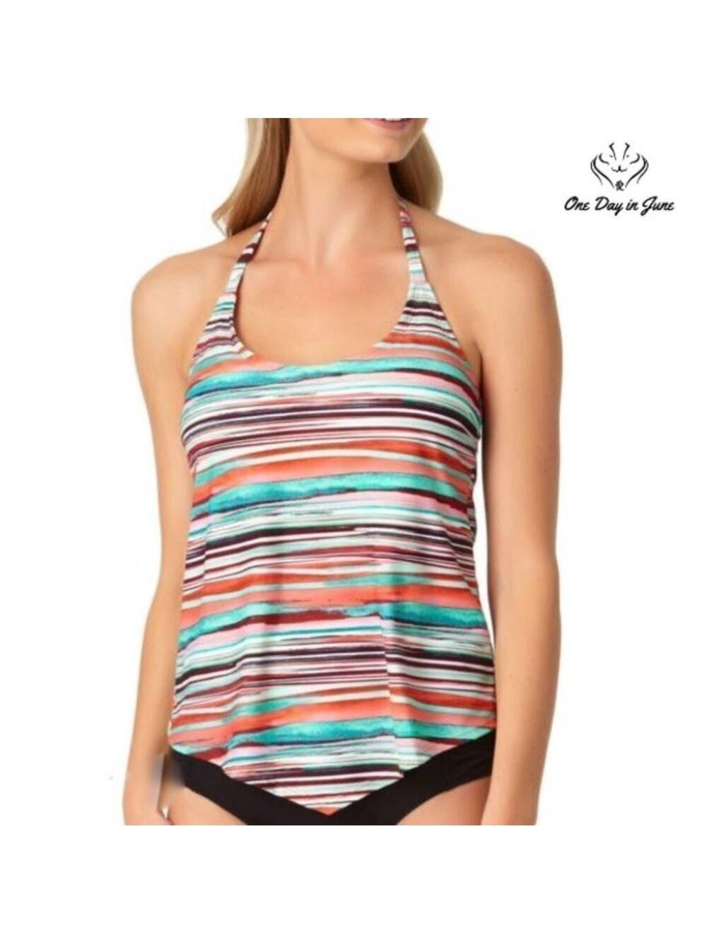 a.n.a Striped Tankini Top Size M